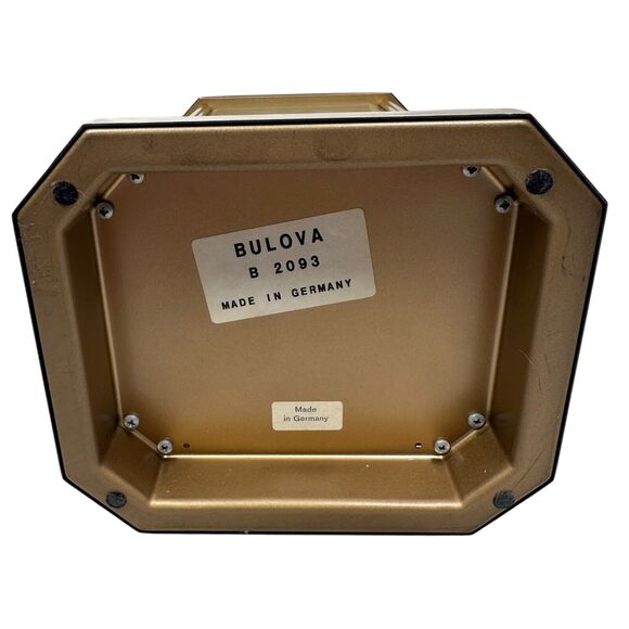 Vintage Bulova Floral Anniversary Mantle Carriage Clock Quartz B 2093 Gold Tone - Picture 7 of 12